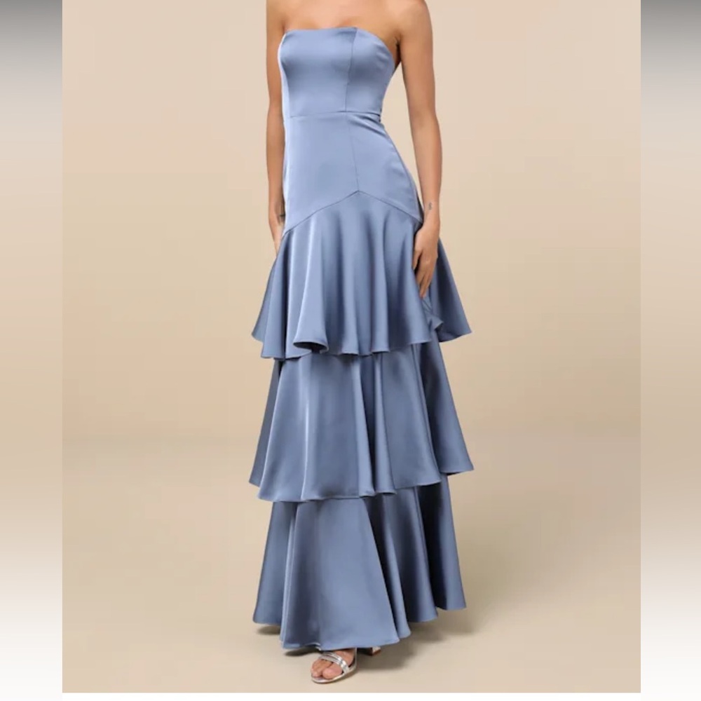 Strapless tiered ruffle dress